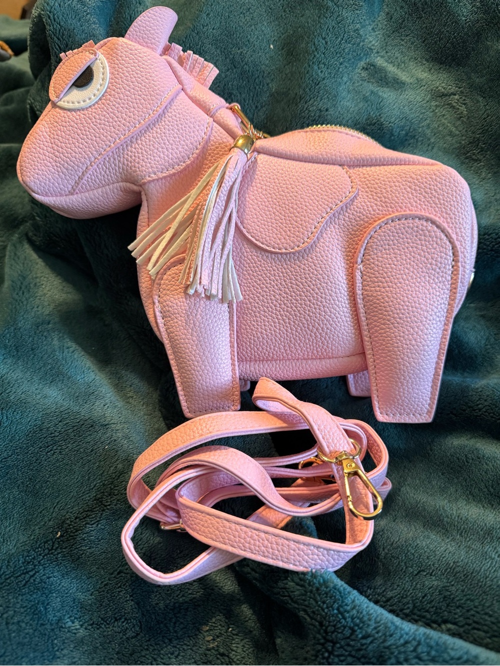 novelty cartoon horse-shaped crossbody bag in light pink